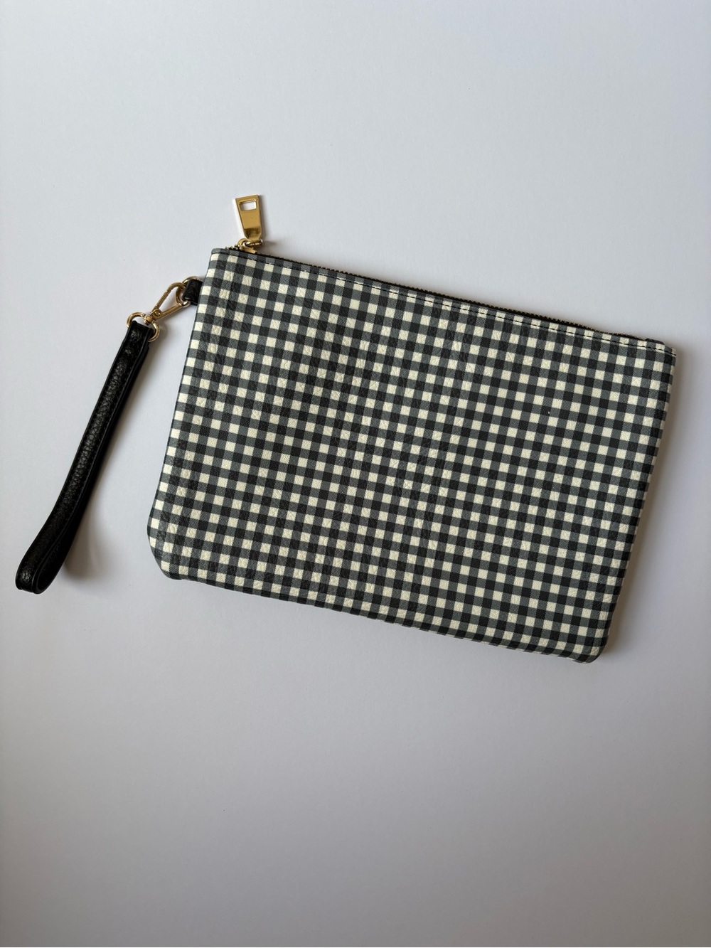 Black and White Gingham Wristlet
